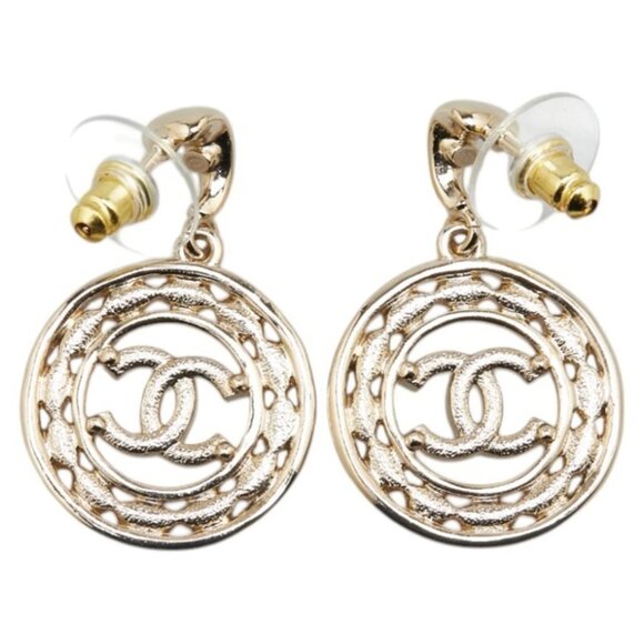 #44a - CHANEL Coco Mark Rhinestone Earrings Silver - Picture 6 of 15
